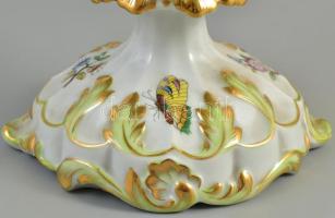 Herendi Viktória mintás, griff madaras, áttört díszváza. Kézzel festett, jelzett, hibátlan. 35 cm