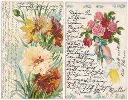 14 db RÉGI hosszúcímzéses motívum képeslap: virág litho / 14 pre-1906 motive postcards: flower litho