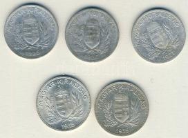 1926-1939. 1P Ag (5x) 3 klf évszámmal T:2,3
