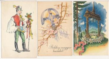 21 db RÉGI motívum képeslap: magyar folklór (2 Bozó) / 21 pre-1945 motive postcards: Hungarian folklore