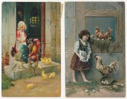 18 db RÉGI motívum képeslap: húsvéti üdvözlő / 18 pre-1945 motive postcards: Easter greeting
