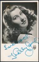 Kelly Anna (1919-1965) énekesnő saját kezű dedikációja és aláírása az őt ábrázoló fotóképeslapon