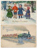 19 db RÉGI motívum képeslap: újévi üdvözlő (4 malacossal) / 19 pre-1945 motive postcards: New Year g...