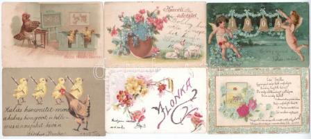 41 db RÉGI hosszúcímzéses motívum képeslap: üdvözlő, litho és dombornyomott is / 41 pre-1910 motive ...