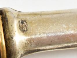 Ezüst (Ag) nyelű süteményes villa és kés készlet 6 személyes, jelzett, mesterjegyes 17 cm, 15 cm