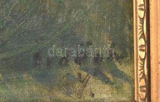 Ördögh László (1923-2007): Táj. Olaj, vászon. Jelzett. 60x80 cm, sérült fa keretben