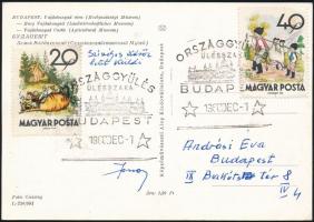 1980 Kádár János főtitkár saját kézzel írt , címzett képeslapja az Országgyűlés tavaszi ülésszakának alkalmi bélyegzésével