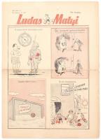 1956 Ludas Matyi XII. évf. 25. sz., 1956. június 21., Szerk.: Gádor Béla, Gáspár Antal, Tabi László, szakadásokkal, kisebb hiánnyal, 8 p.