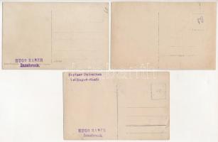 3 db RÉGI osztrák-magyar első világháborús katonai fotó képeslap a Dolomitokból: Sexten Stein, Lanzi...