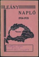 1934-1935 Leány-napló. Előjegyzési naptár az 1934/1935. tanévre. Benne érdekes tudnivalókkal, kézzel írt bejegyzésekkel.