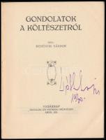 Reményik Sándor: Gondolatok a költészetről. Arad, 1926, Vasárnap, 62 p. Első kiadás. Kiadói papírköt...