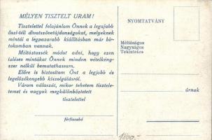 1941 S.L. Férfi szabó reklámlapja / Hungarian tailor shop advertisement s: Szegő Gizi (gis)