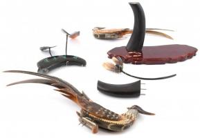 Kínai aranyfácánok Műanyag, fém. Szétszedve, díszdobozban. Nagy méret 48 cm