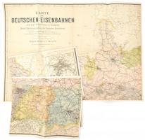 1913 Deutschen Eisenbahnen, vászontérkép 4 részből, teljes méret: 1,8×1,3 m