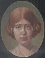 Jelzés nélkül, feltehetően a XIX. sz végén vagy a XX. elején működött festő alkotása: Női arckép. Olaj, vászon, kartonon. Kissé sérült (felületi karcolásokkal), 31x24 cm