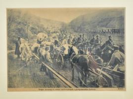 cca 1914-1918 Bolgár lovasság és német málhaoszlopok a görög-macedón határon, újságrészlet, paszpartuban, 21×30 cm