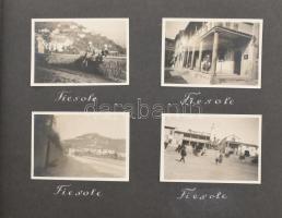 cca 1930 Svájci és olaszországi utazás képei, városképek, természeti jelenségek, 83 db fotó, albumba rendezve, feliratozva, 6×8 cm