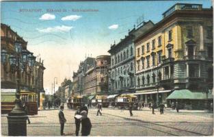 1914 Budapest VII. Rákóczi út, villamosok, Emke kávéház