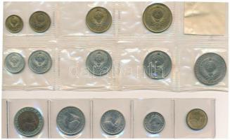 Szovjetunió 1991. 1k - 1R (9xklf) forgalmi sor fólia tokban + Oroszország 1991. 10k - 10R (5xklf) fo...