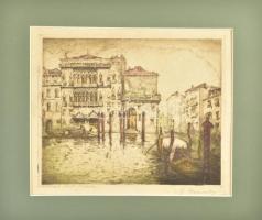 Szentgyörgyvári Gyenes Lajos (1890-1971): Venezia, Canal grande. Rézkarc, papír, jelzett, paszpartuban, 23x28,5 cm