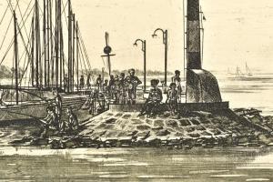 Csurgói Máté Lajos (1931-2001): Siófoki móló. Rézkarc, papír, jelzett, számozott (81/100), paszpartu...