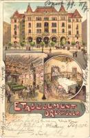 1899 (Vorläufer) Budapest VI. Drechsler palota, biliárd terem és magyar szoba, belső / Etablisement Drechsler. Kosmos Art Nouveau, litho s: Geiger R. (EK)
