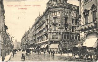 1915 Budapest V. Kossuth Lajos utca, lovashintó, Haas Fülöp és fiai, Weiss Gyula női confectio üzlete, Erdélyi cs. és kir. udvari fényképészeti műterme