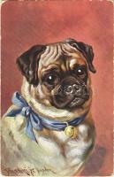 1917 Kutya csengős masnis nyakörvvel / Dog with bell collar. Serie 235. s: Donadini jr. (EK)