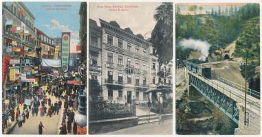 62 db RÉGI külföldi város képeslap vegyes minőségben: osztrák, német, görög, lithok is, kinyitható d...