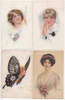 12 db RÉGI motívum képeslap vegyes minőségben: amerikai művész hölgyek / 12 pre-1945 American art mo...