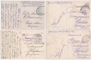 12 db RÉGI képeslap hátoldalukon katonai pecsételések, alakulat bélyegzések / 12 pre-1945 postcards ...