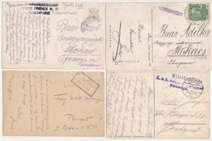 12 db RÉGI képeslap hátoldalukon katonai pecsételések, alakulat bélyegzések / 12 pre-1945 postcards ...