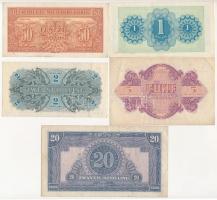 Ausztria / Szövetséges megszállás 1944. 50gr + 1Sch + 2Sch + 5Sch + 20Sch T:II-III Austria / Allied ...