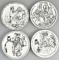 Gustavsberg porcelán dísztányér, 4 db, jelzett, hibátlan, d: 21,5 cm