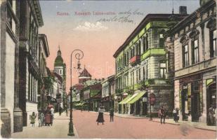 1914 Kassa, Kosice; Kossuth Lajos utca, Szantay József, Stock Béla üzlete / street view, shops (EK)