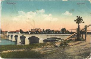 Érsekújvár, Nové Zámky; Nyitra híd. Vasúti levelezőlapárusítás 12. sz. - 1915 / bridge (Rb)