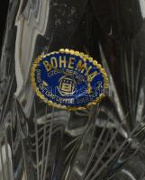 Bohemia kristály kancsó és kiöntő dugóval, matricával jelzett, kis kopásnyomokkal, m: 25-30 cm