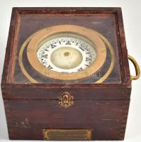 Antik tengerészeti iránytű, nem működik, 20×20×13 cm