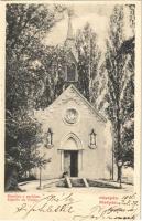 1906 Pöstyén, Piestany; Kápolna a parkban / Kapelle im Parke / chapel in the park (vágott / cut)