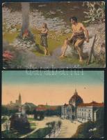 60 db régi és modern képeslap jobbakkal, benne reprintek és 1 katonai fotó