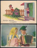 60 db régi és modern képeslap jobbakkal, benne reprintek és 1 katonai fotó