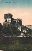 Léva, Levice; várrom / Levicky hrad / castle ruins + 1938 Léva visszatért So. Stpl. (EK)