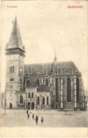 1915 Bártfa, Bardiov, Bardejov; Templom. Friedman Mór kiadása / church (vágott / cut)