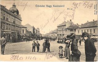 1905 Nagykanizsa, Fő út, takarékpénztár, Ifj. Wajdits József üzlete