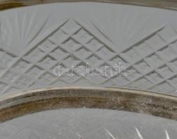 Biedermeier kristály kínáló oroszlántalpas réz lábakon. 20x14 cm, m: 9 cm