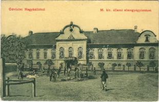 1909 Nagykálló, M. kir. állami elmegyógyintézet (tébolyda), piac, kosárárusok. Sarkady József kiadása, W.L. (?) 2208.