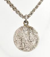 Ezüst (Ag) nyaklánc lourdes-i Szűz Mária medállal, jelzett, h: 45 cm, nettó: 16,8 g