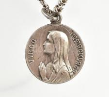 Ezüst (Ag) nyaklánc lourdes-i Szűz Mária medállal, jelzett, h: 45 cm, nettó: 16,8 g
