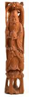 Kínai bölcs sárkánnyal, faragott fa szobor, m: 30 cm