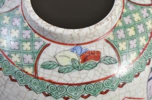 Kínai porcelán váza, kézzel festett, jelzett, hibátlan, m: 19 cm